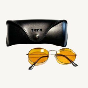 NEW Shein Gold Frame Yellow/Orange Lens Oval Glasses